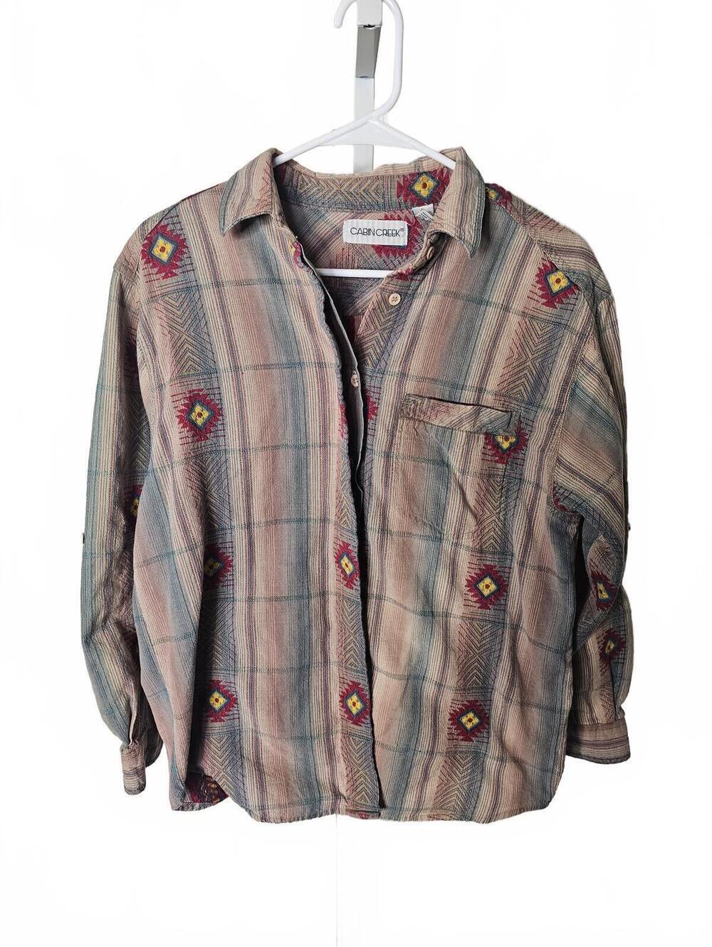 Cabin Creek Vintage Patterned Button-Up Shirt